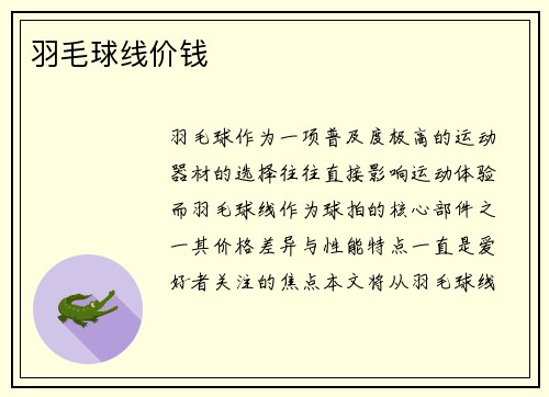 羽毛球线价钱